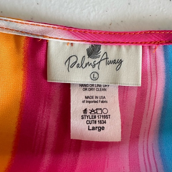 Women’s Large Palms Away Bright Striped‎ Shirt - Picture 3 of 6